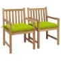 Sillas de jardín 2 uds madera de teca y cojines verde brillante de , Sillas de jardín - Ref: Foro24-3062756, Precio: 298,62 €...