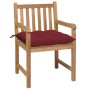 Sillas de jardín 2 uds madera de teca con cojines rojo tinto de , Sillas de jardín - Ref: Foro24-3062754, Precio: 314,26 €, D...