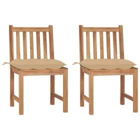 Sillas de jardín 2 unidades madera maciza de teca con cojines de , Sillas de jardín - Ref: Foro24-3062934, Precio: 231,21 €, ...