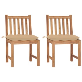 Sillas de jardín 2 unidades madera maciza de teca con cojines de , Sillas de jardín - Ref: Foro24-3062934, Precio: 239,39 €, ...