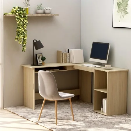 Escritorio forma de L madera contrachapada roble 120x140x75 cm de vidaXL, Escritorios - Ref: Foro24-800750, Precio: 124,62 €,...