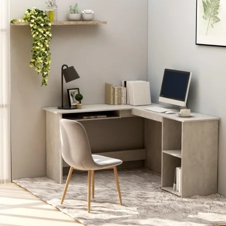 L-förmiger Schreibtisch Sperrholz grauer Beton 120x140x75 cm von vidaXL, Schreibtische - Ref: Foro24-800751, Preis: 103,70 €,...