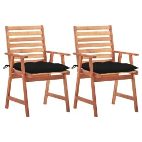 Sillas comedor de jardín 2 uds madera maciza acacia y cojines de , Sillas de jardín - Ref: Foro24-3064342, Precio: 159,59 €, ...