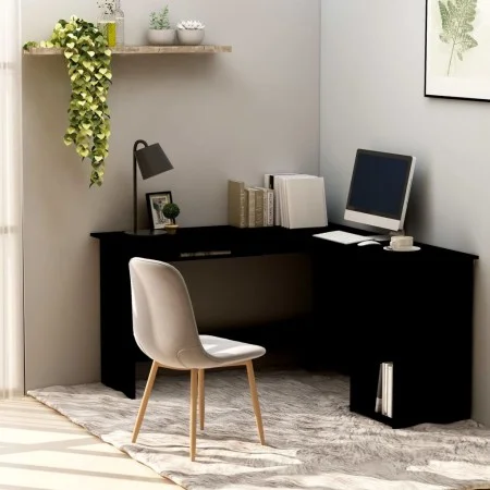 Escritorio forma de L madera contrachapada negro 120x140x75 cm de vidaXL, Escritorios - Ref: Foro24-800748, Precio: 118,56 €,...