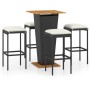 Set de muebles de bar de jardín 5 pzas y cojines ratán PE negro de , Conjuntos de jardín - Ref: Foro24-3064850, Precio: 266,0...