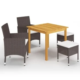 Juego de comedor de jardín de 5 piezas marrón de , Conjuntos de jardín - Ref: Foro24-3067686, Precio: 311,21 €, Descuento: %