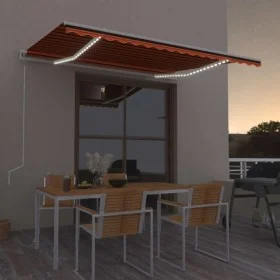 Automatic awning LED wind sensor orange brown 400x350 cm by , Awnings - Ref: Foro24-3068995, Price: 685,21 €, Discount: %