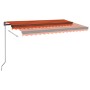 Toldo retráctil manual con luz LED 400x350 cm naranja y marrón de , Toldos - Ref: Foro24-3069185, Precio: 449,96 €, Descuento: %