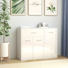 Aparador de madera contrachapada blanco brillante 88x30x70 cm de vidaXL, Aparadores - Ref: Foro24-800681, Precio: 100,41 €, D...