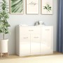 Aparador de madera contrachapada blanco brillante 88x30x70 cm de vidaXL, Aparadores - Ref: Foro24-800681, Precio: 108,72 €, D...