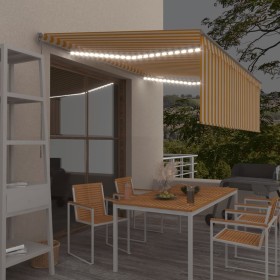 Toldo manual retráctil con persiana y LED amarillo blanco 4x3 m de , Toldos - Ref: Foro24-3069423, Precio: 335,16 €, Descuent...