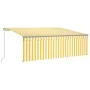 Manual retractable awning with blind and yellow white LED 4x3 m by , Awnings - Ref: Foro24-3069423, Price: 381,98 €, Discount: %