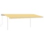 Toldo manual retráctil con postes amarillo y blanco 6x3 m de , Toldos - Ref: Foro24-3069998, Precio: 682,91 €, Descuento: %