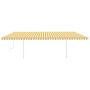 Toldo manual retráctil con postes amarillo y blanco 6x3 m de , Toldos - Ref: Foro24-3069998, Precio: 682,91 €, Descuento: %