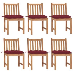 Sillas de jardín 6 unidades madera maciza de teca con cojines de , Sillas de jardín - Ref: Foro24-3073139, Precio: 709,75 €, ...