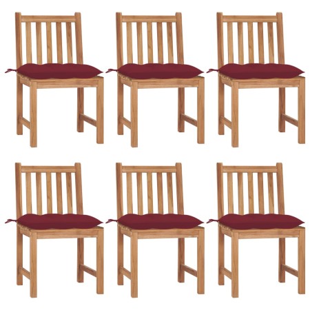 Sillas de jardín 6 unidades madera maciza de teca con cojines de , Sillas de jardín - Ref: Foro24-3073139, Precio: 709,75 €, ...