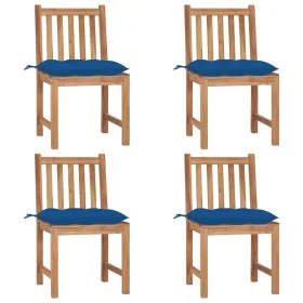 Sillas de jardín 4 unidades madera maciza de teca con cojines de , Sillas de jardín - Ref: Foro24-3073113, Precio: 454,54 €, ...