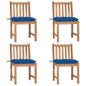 Sillas de jardín 4 unidades madera maciza de teca con cojines de , Sillas de jardín - Ref: Foro24-3073113, Precio: 467,01 €, ...