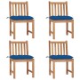 Sillas de jardín 4 unidades madera maciza de teca con cojines de , Sillas de jardín - Ref: Foro24-3073113, Precio: 467,01 €, ...