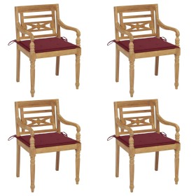 Sillas Batavia 4 unidades madera maciza de teca con cojines de , Sillas de jardín - Ref: Foro24-3073304, Precio: 496,31 €, De...