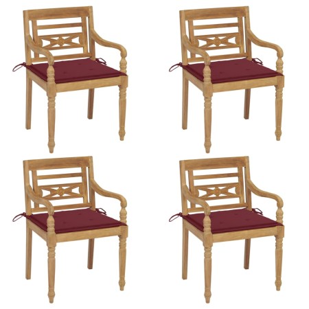 Sillas Batavia 4 unidades madera maciza de teca con cojines de , Sillas de jardín - Ref: Foro24-3073304, Precio: 496,31 €, De...