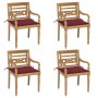 Sillas Batavia 4 unidades madera maciza de teca con cojines de , Sillas de jardín - Ref: Foro24-3073304, Precio: 496,31 €, De...