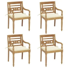Sillas Batavia 4 unidades madera maciza de teca con cojines de , Sillas de jardín - Ref: Foro24-3073297, Precio: 487,99 €, De...