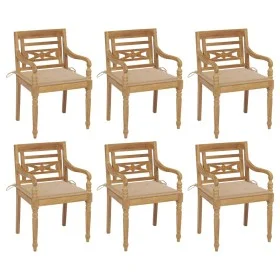 Sillas Batavia 6 unidades madera maciza de teca con cojines de , Sillas de jardín - Ref: Foro24-3073325, Precio: 753,19 €, De...