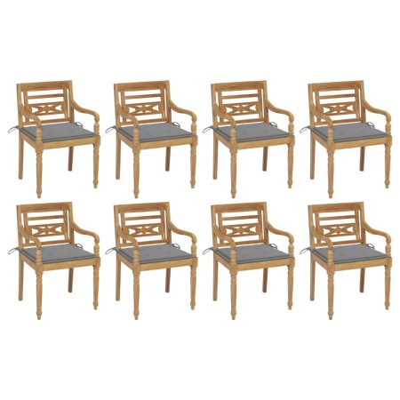 Sillas Batavia 8 unidades madera maciza de teca con cojines de , Sillas de jardín - Ref: Foro24-3073350, Precio: 1,00 €, Desc...