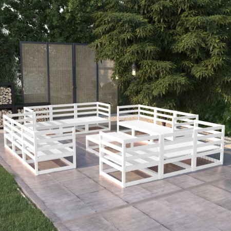 Set de salón de jardín de 13 pzas blanco madera maciza de pino de , Conjuntos de jardín - Ref: Foro24-3075295, Precio: 779,43...