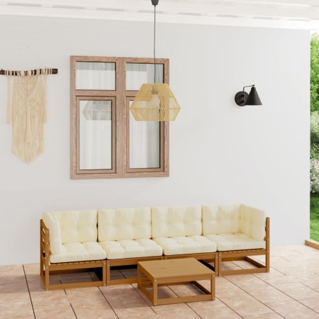 Juego de muebles de jardín 5 pzas y cojines madera pino maciza de , Conjuntos de jardín - Ref: Foro24-3076417, Precio: 507,16...