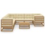 Set de muebles de jardín 9 pzs cojines madera pino marrón miel de , Conjuntos de jardín - Ref: Foro24-3077032, Precio: 965,25...