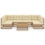 Set de muebles de jardín 7 pzs cojines madera pino marrón miel de , Conjuntos de jardín - Ref: Foro24-3077182, Precio: 696,51...