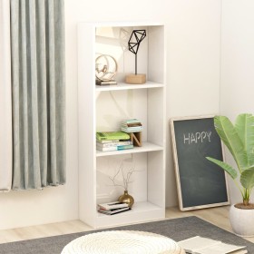 Estantería de 3 niveles madera blanco brillo 40x24x109 cm de vidaXL, Librerías y estanterías - Ref: Foro24-800834, Precio: 42...