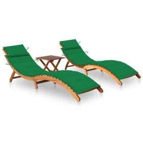 Tumbonas con mesa y cojines 2 uds madera maciza de acacia de , Tumbonas - Ref: Foro24-3077381, Precio: 350,77 €, Descuento: %