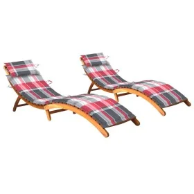 Tumbonas 2 unidades con cojines madera maciza de acacia de , Tumbonas - Ref: Foro24-3077374, Precio: 343,42 €, Descuento: %