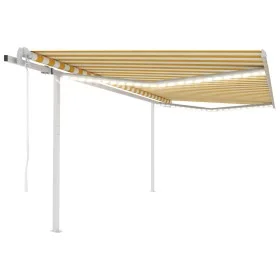 Toldo automático con LED y sensor viento amarillo blanco 4x3 m de , Toldos - Ref: Foro24-3069953, Precio: 701,86 €, Descuento: %