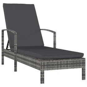 Graue Sonnenliege aus synthetischem Rattan mit Armlehnen von vidaXL, Liegen - Ref: Foro24-48126, Preis: 108,83 €, Rabatt: %