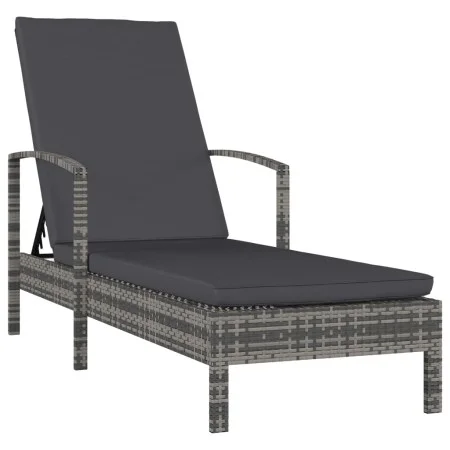 Gray synthetic rattan sun lounger with armrests by vidaXL, Loungers - Ref: Foro24-48126, Price: 108,83 €, Discount: %