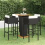Set de bar de jardín 5 pzas y cojines ratán sintético negro de , Conjuntos de jardín - Ref: Foro24-3094800, Precio: 440,08 €,...