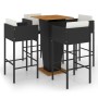 Set de bar de jardín 5 pzas y cojines ratán sintético negro de , Conjuntos de jardín - Ref: Foro24-3094800, Precio: 440,08 €,...