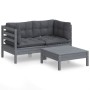 Muebles de jardín 3 pzas con cojines antracita madera de pino de , Conjuntos de jardín - Ref: Foro24-3096018, Precio: 247,80 ...