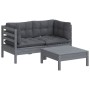 Muebles de jardín 3 pzas con cojines antracita madera de pino de , Conjuntos de jardín - Ref: Foro24-3096018, Precio: 247,80 ...