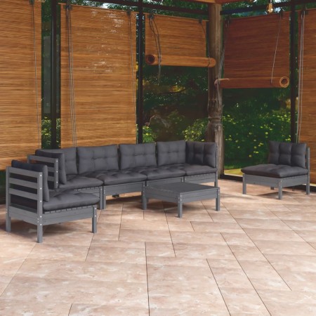 Juego de muebles de jardín 7 pzas y cojines madera maciza pino de , Conjuntos de jardín - Ref: Foro24-3096204, Precio: 565,64...