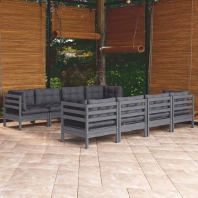 Juego de muebles de jardín 9 pzas y cojines madera maciza pino de , Conjuntos de jardín - Ref: Foro24-3096168, Precio: 788,38...