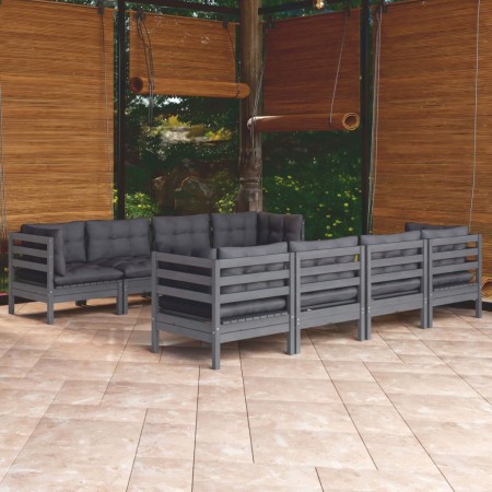 Juego de muebles de jardín 9 pzas y cojines madera maciza pino de , Conjuntos de jardín - Ref: Foro24-3096168, Precio: 788,38...