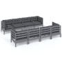 Juego de muebles de jardín 9 pzas y cojines madera maciza pino de , Conjuntos de jardín - Ref: Foro24-3096168, Precio: 788,38...