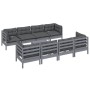 Juego de muebles de jardín 9 pzas y cojines madera maciza pino de , Conjuntos de jardín - Ref: Foro24-3096168, Precio: 788,38...