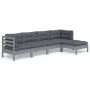 Juego de muebles de jardín 5 pzas y cojines madera pino gris de , Conjuntos de jardín - Ref: Foro24-3096360, Precio: 397,92 €...