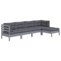 Juego de muebles de jardín 5 pzas y cojines madera pino gris de , Conjuntos de jardín - Ref: Foro24-3096360, Precio: 397,92 €...